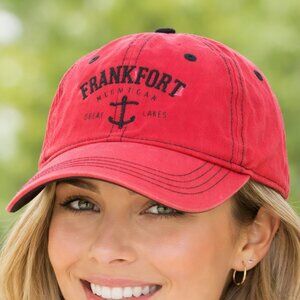 Frankfort Michigan Great Lake Logo Baseball Cap Adjustable Sports Hat Unisex Red
